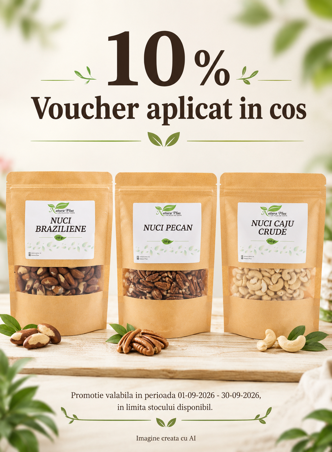 Promotie cu 10% Voucher aplicat in cos la Natura Plus