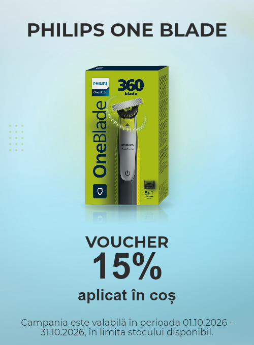 Promotie cu 15% voucher aplicat in cos la Philips One Blade