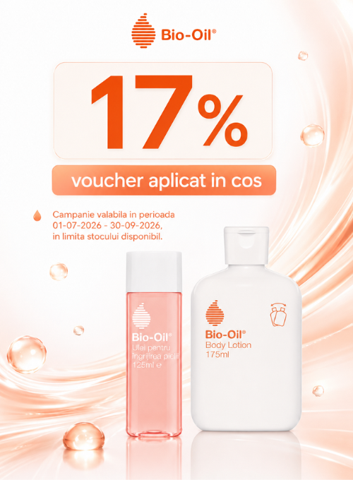 Promotie cu 17% voucher aplicat in cos la Biooil