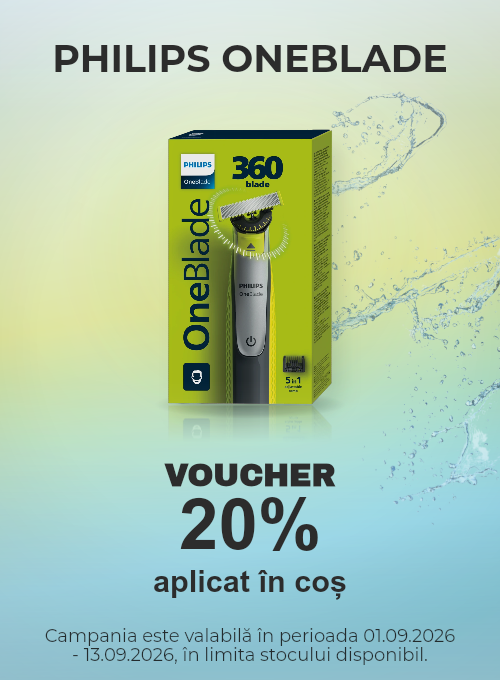 Promotie cu 20% voucher aplicat in cos la Philips One Blade