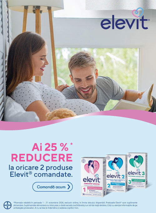 Promotie cu 25% voucher aplicat in cos la 2 produse Elevit