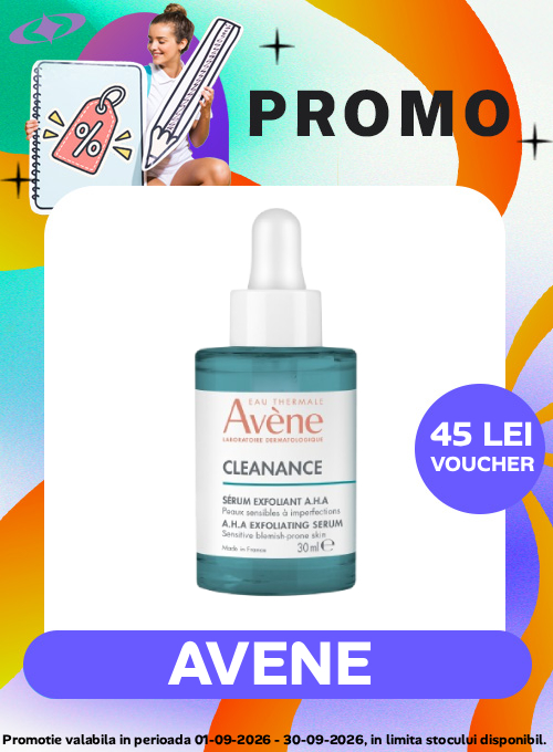 Promotie cu 45 lei voucher valoric aplicat in cos la Avene