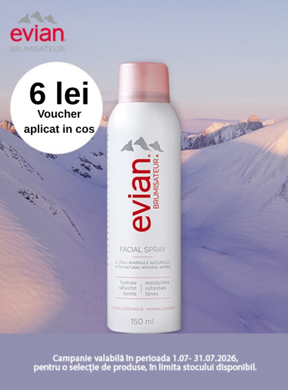 Promotie cu 6 lei voucher aplicat in cos la Evian
