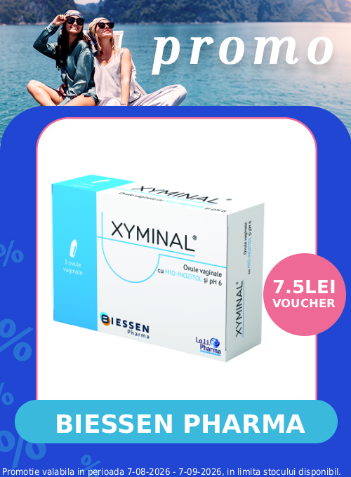Promotie cu 7.5 lei voucher aplicat in cos la Xyminal