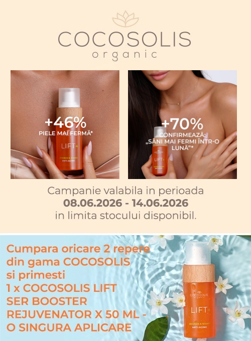Promotie cu produs promotional Cocosolis Ser-booster rejuvenator Anti-aging LIFT+ 50 ml