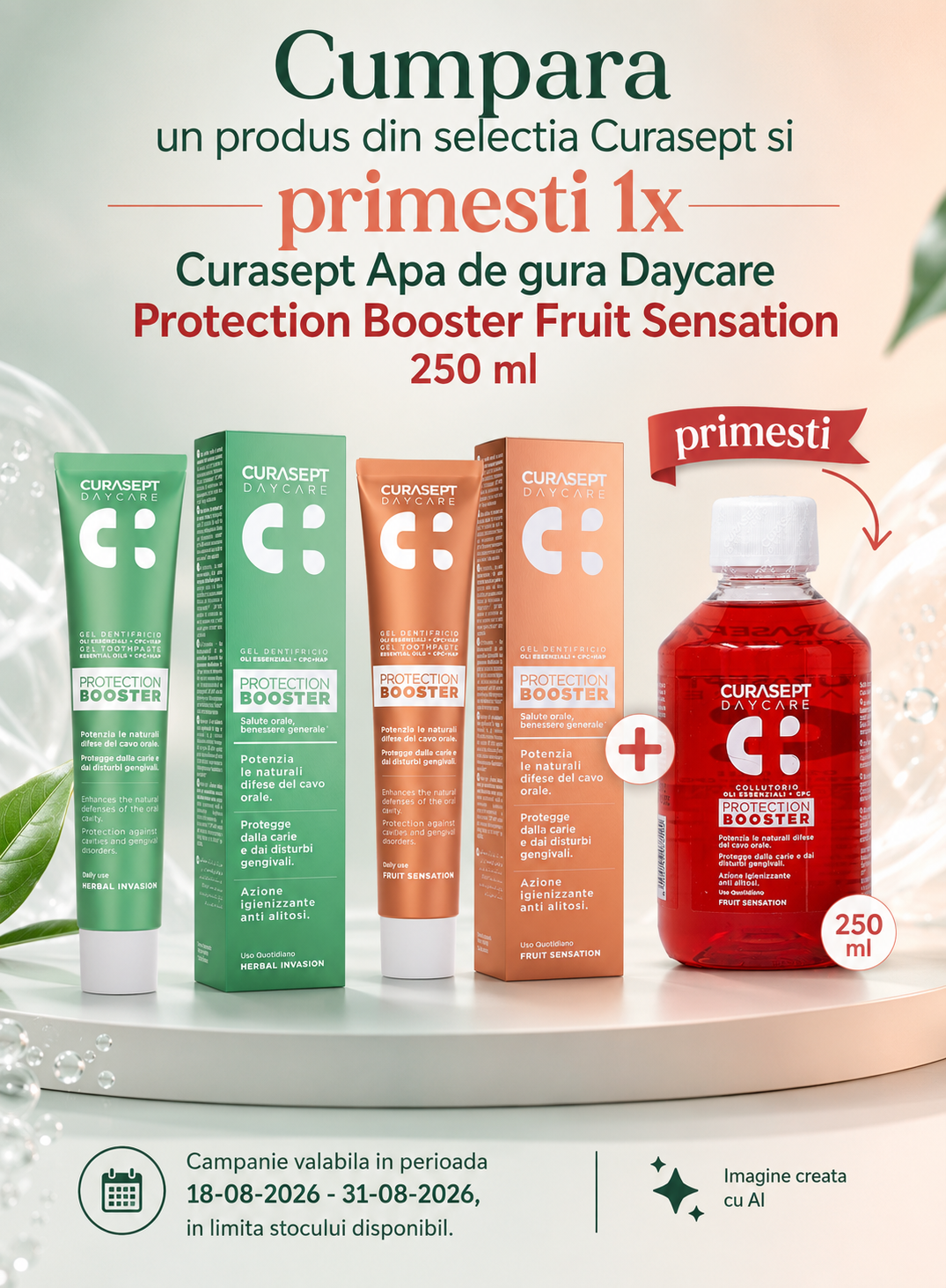 Promotie cu produs promotional Curasept