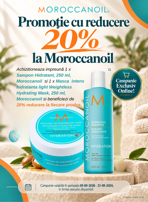 Promotie cu reducere 20% la Moroccanoil