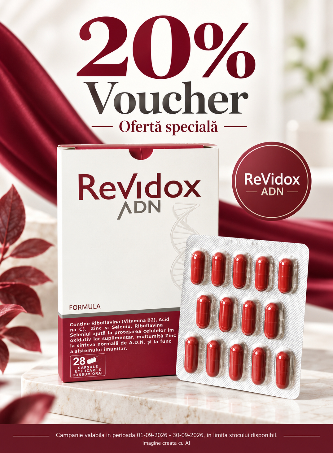 Promotie cu voucher aplicat in cos 20% la Revidox