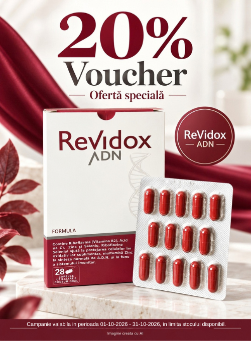 Promotie cu voucher aplicat in cos 20% la Revidox