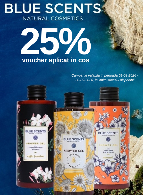 Promotie cu voucher aplicat in cos 25% la Blue Scents