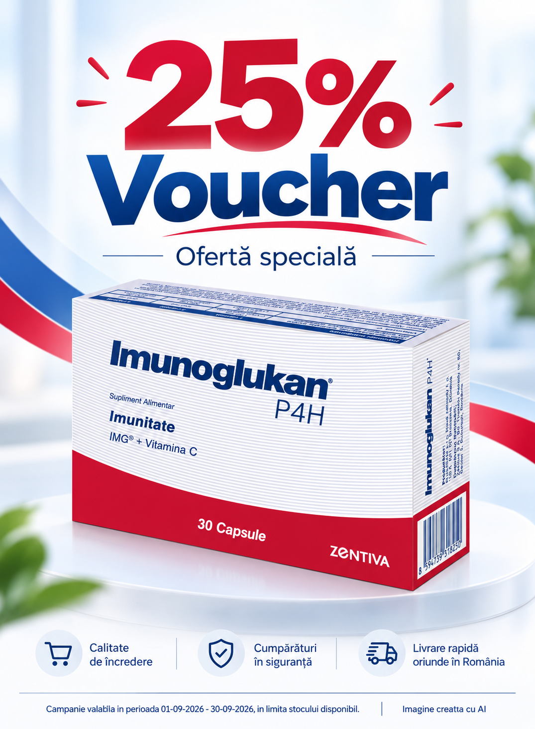 Promotie cu voucher aplicat in cos 25% la  Zentiva - Imunoglukan