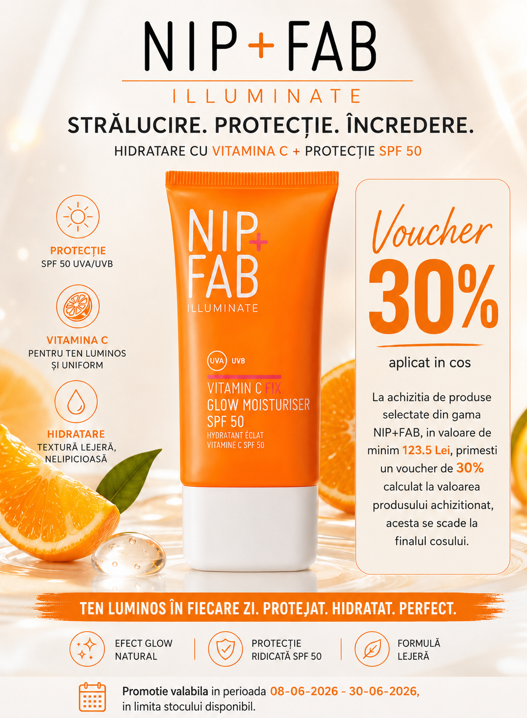 Promotie cu voucher aplicat in cos 30% la Nip+Fab