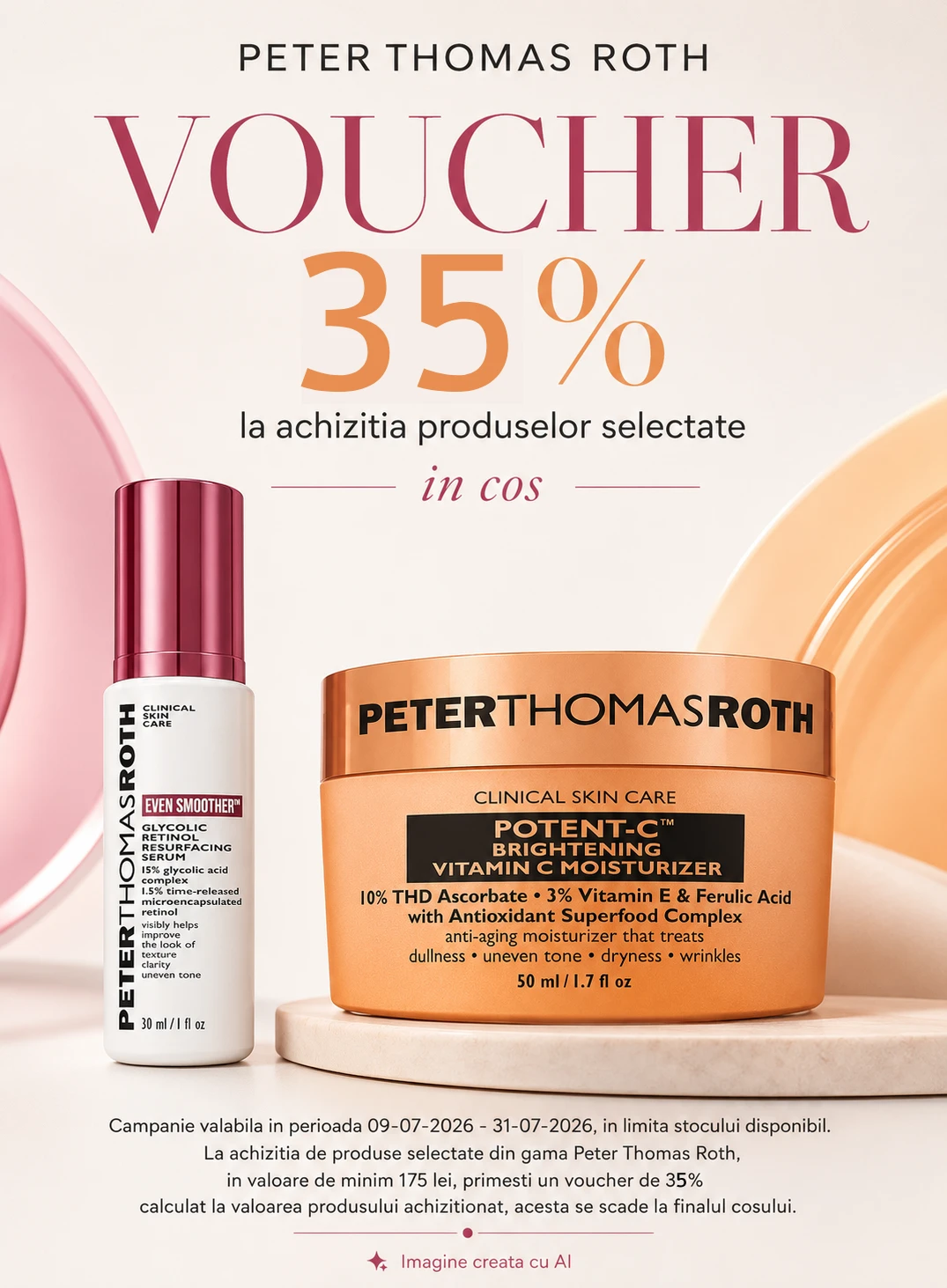 Promotie cu voucher aplicat in cos 35% Peter Thomas Roth