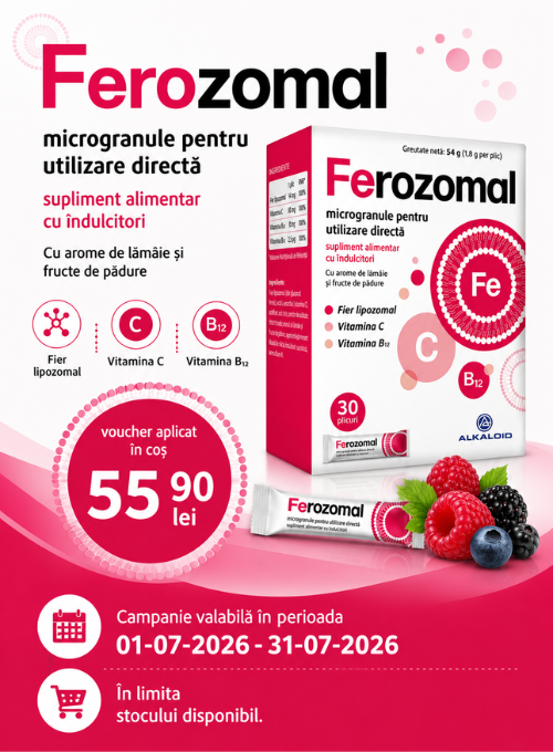Promotie cu voucher aplicat in cos 55.90 lei la Alkaloid - Ferozomal