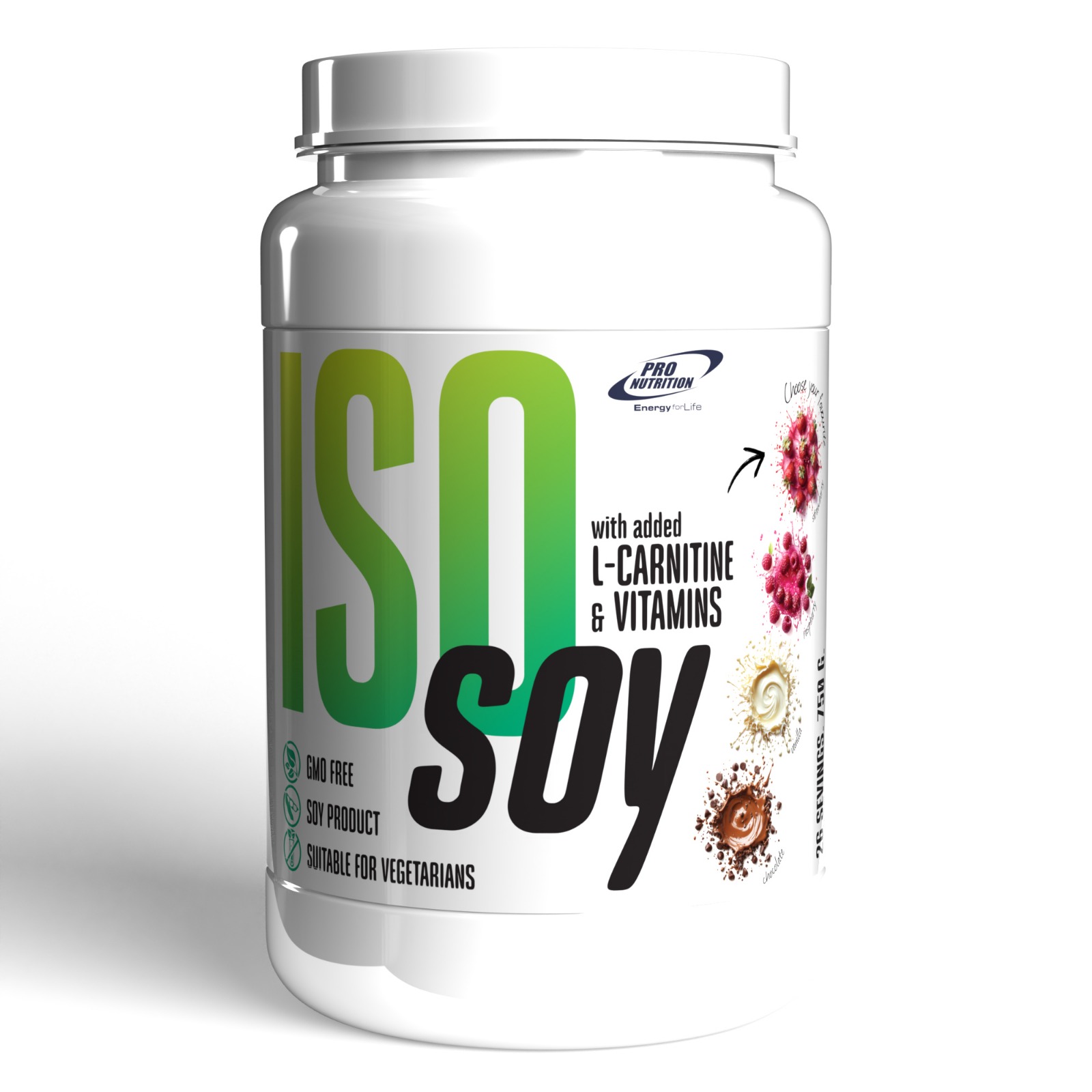 Pudra proteica cu aroma de capsuni Iso Soy, 750 g, Pro Nutrition