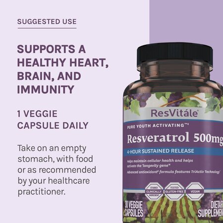 Resveratrol 500 mg, 30 capsule, ResVitale 820150