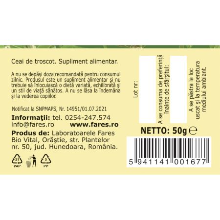 Ceai din iarba de Troscot, 50 g, Fares 718693