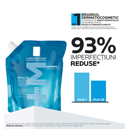 Rezerva reincarcare gel spumant de curatare purifiant pentru ten gras cu tendinta acneica Effaclar +M, 400 ml, La Roche Posay 816613