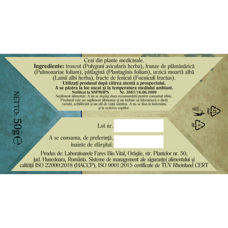 Ceai Pulmonar, 50 g, Fares 720717