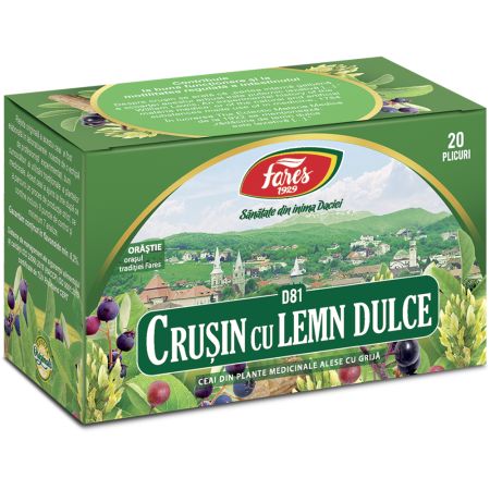 Ceai de Crusin si lemn dulce, 20 plicuri, Fares