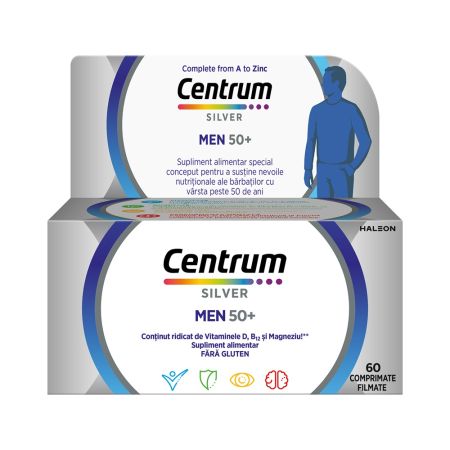 Vitamine pentru barbati Centrum Silver 50+, 60 comprimate, Gsk