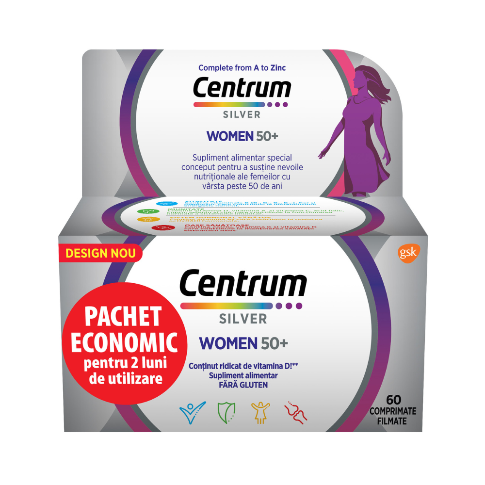 Centrum Silver 50+ pentru femei, 60 comprimate, Gsk