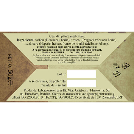 Ceai pentru tensiune, 50 g, Fares 718419