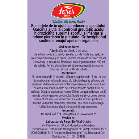Ceai Silueta perfecta, 28 plicuri, Fares 722400
