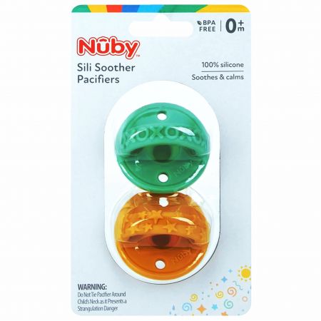 Suzete 3D din silicon, 0 luni+, diverse  culori, 2 buc, Nuby 587568
