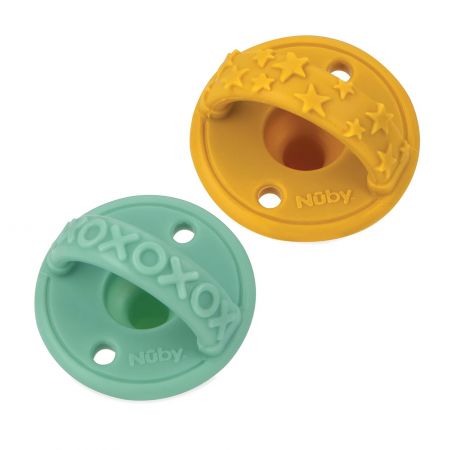 Suzete 3D din silicon, 0 luni+, diverse  culori, 2 buc, Nuby 587570