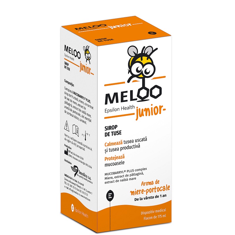 Meloo Junior sirop Miere si Portocale, 175 ml, Epsilon Health