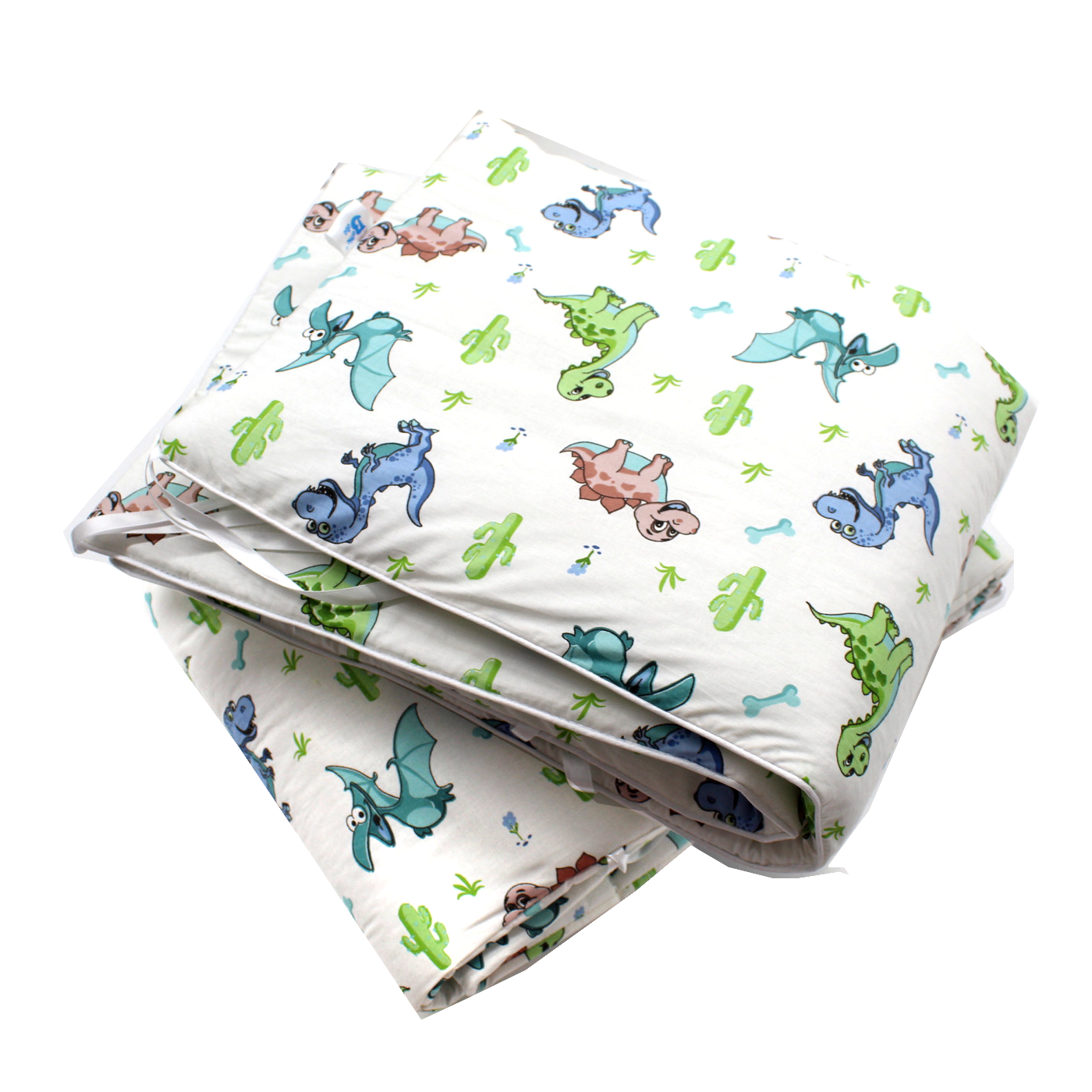 Set aparatori laterale pentru patut Dinozauri, 2 bucati, 210 x 35 cm, Baltic Bebe