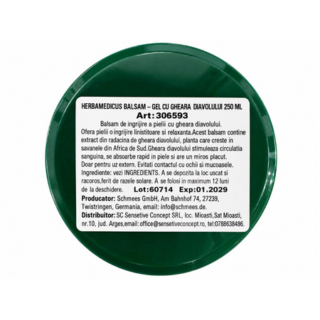 Balsam-gel pentru ingrijirea pielii cu gheara diavolului, 250 ml, Herbamedicus 819624