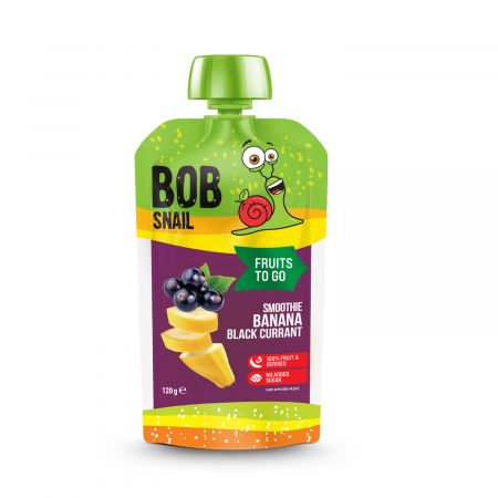 BOB SNAIL SMOOTHIE NATURAL DIN FRUCTE BANANE SI COACAZE NEGRE 120 GR