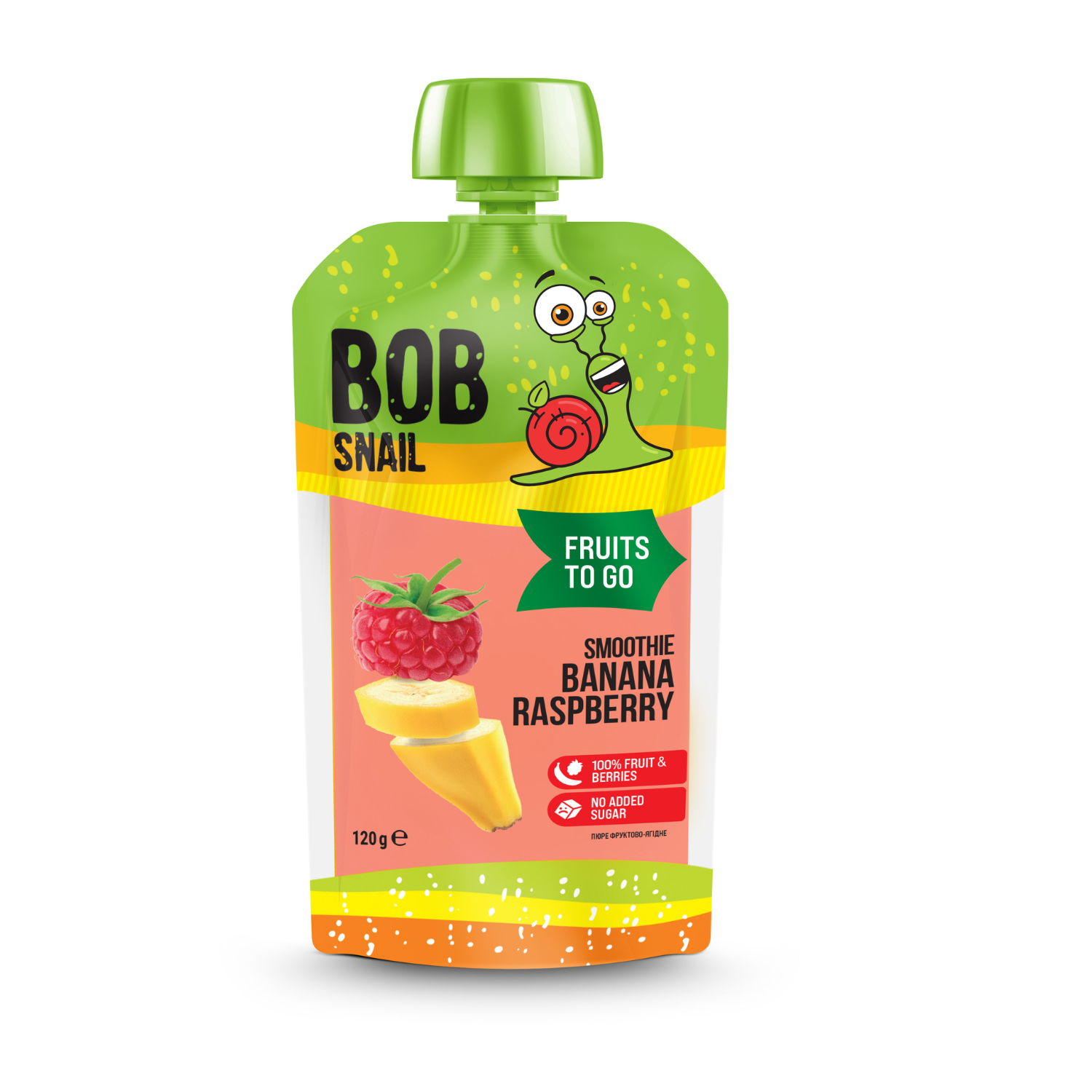 Smoothie natural din banane si zmeura, 120 g, Bob Snail