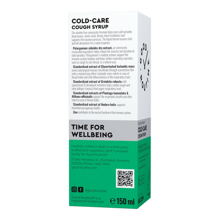 Cold Care Sirop de tuse, Banane, 150 ml, Good Routine 777507