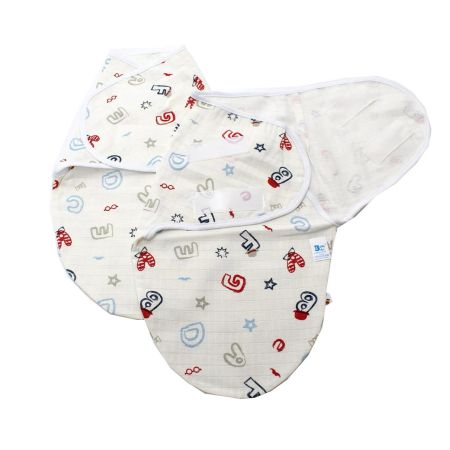 Set 2 bucati sistem de infasare din muselina flausata, 0 - 3 luni, 2 bucati, Baltic Bebe 613341