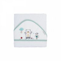 Prosop cu gluga Amigos, 100x100 cm, White/Green, Bimbi Pirulos
