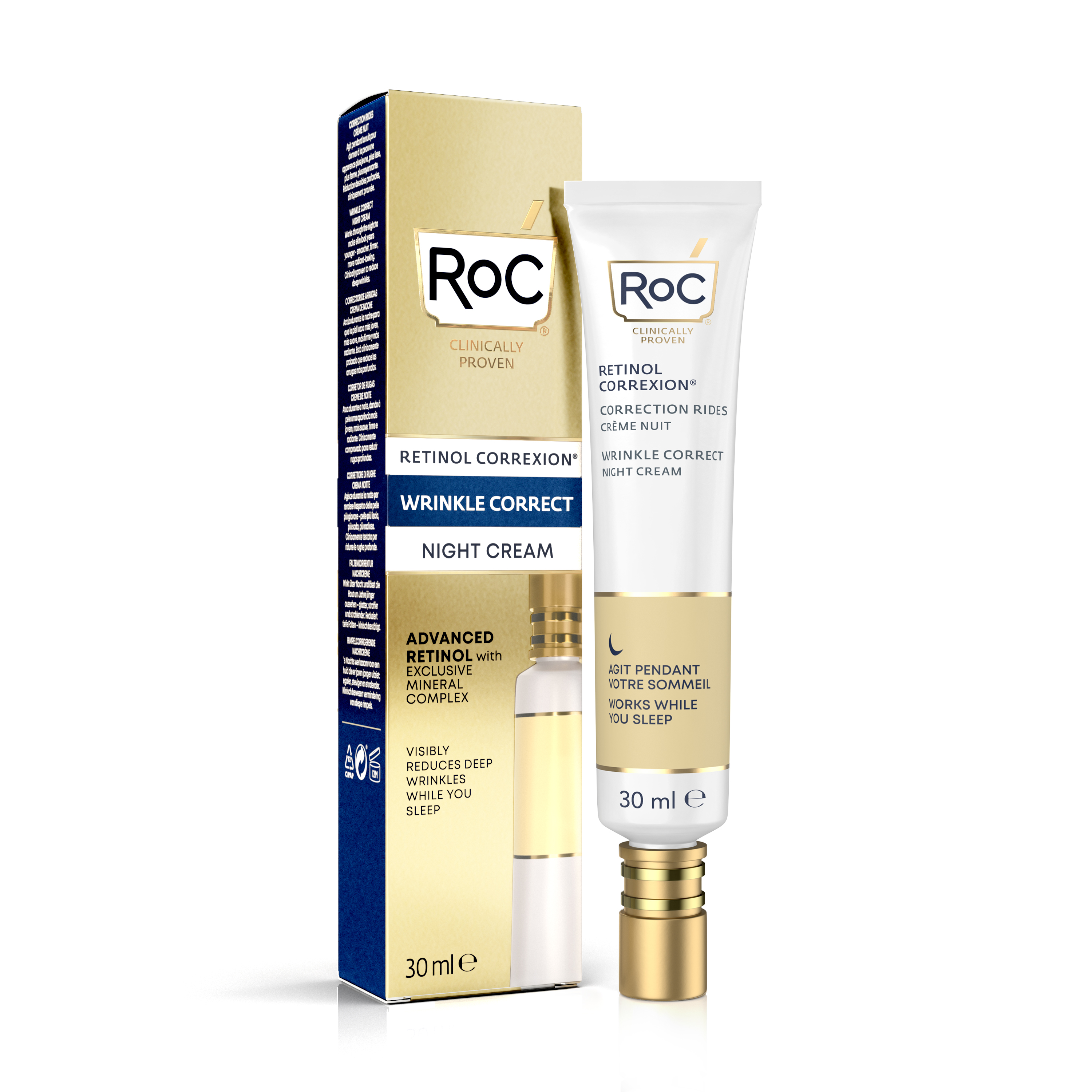 Crema antirid de noapte cu complex mineral exclusiv Retinol Correxion, 30 ml, ROC