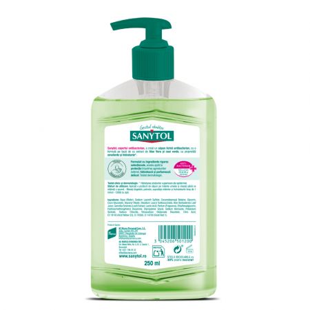 Sapun lichid antibacterian hidratant, 250 ml, Aloe Vera si Ceai Verde, Sanytol 593742