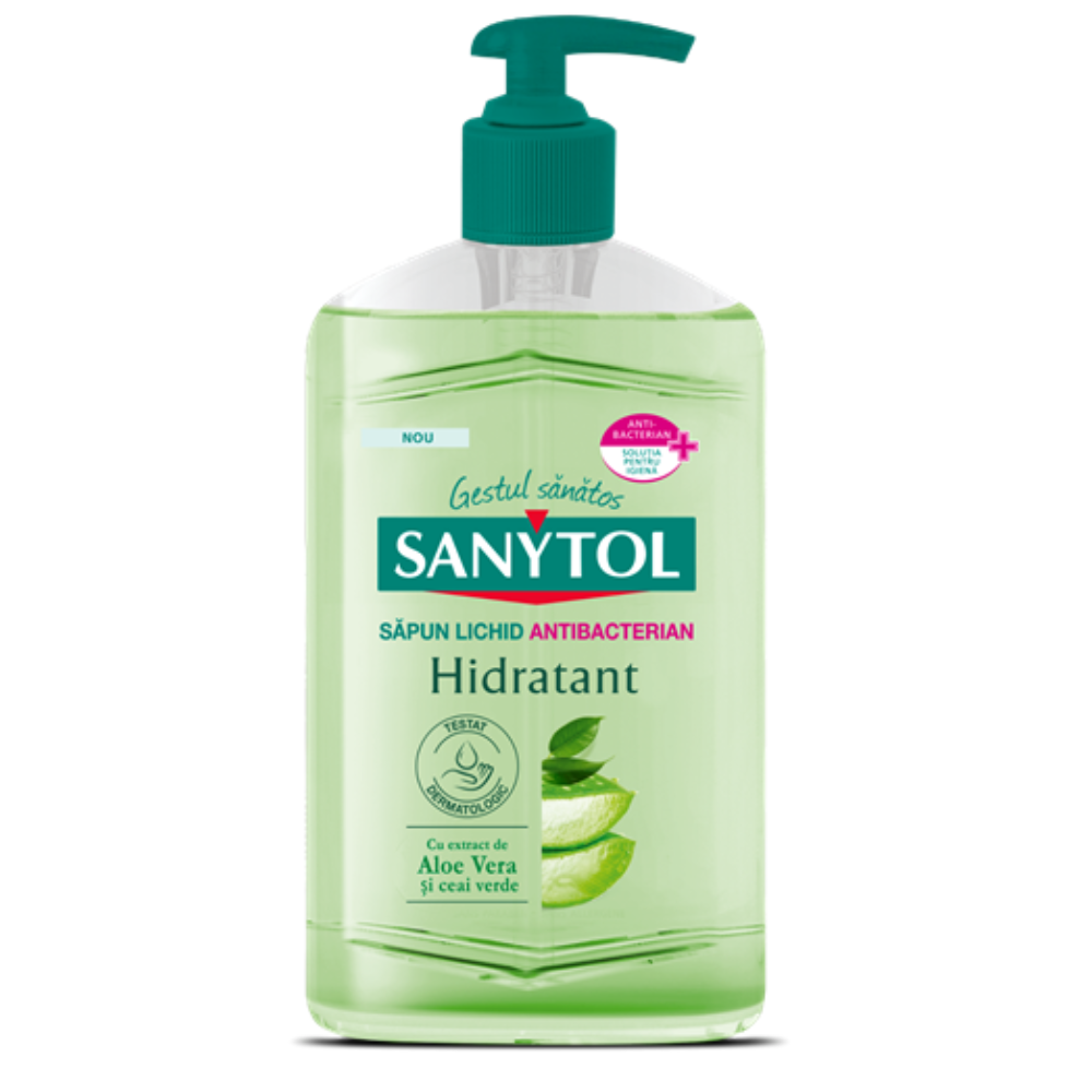 Sapun lichid antibacterian hidratant, 250 ml, Aloe Vera si Ceai Verde, Sanytol