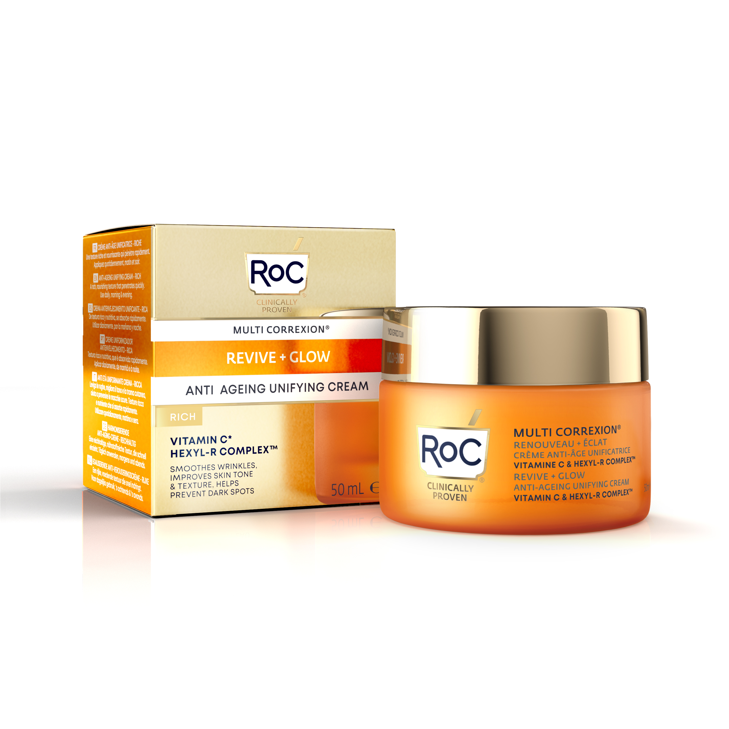 Crema anti-age uniformizanta cu Vitamina C Multi Correxion Revive + Glow, 50 ml, ROC