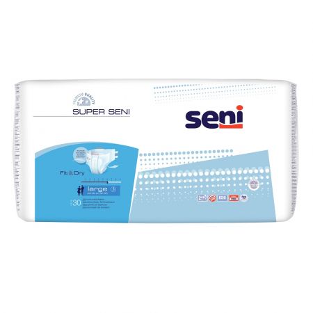 Scutece cu sistem inchis Super Seni, 100 - 150 cm, 30 bucati, Large, Seni