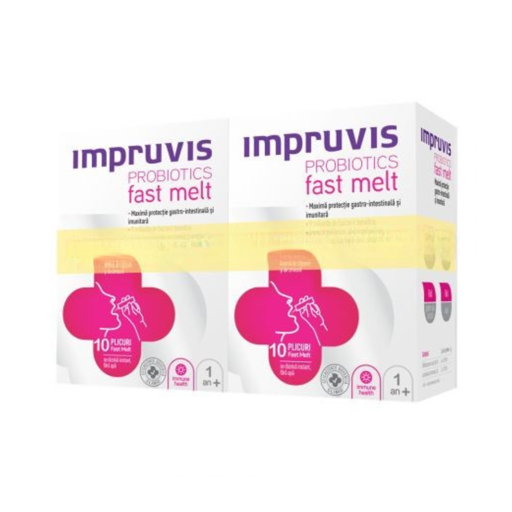 Impruvis pachet Probiotics Fast Melt, 1 an+, 10 + 10 plicuri, Pharma Brands