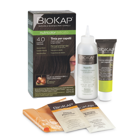 Vopsea permanenta pentru par nunata Nutricolor Delicato, Natural Brown 4.0, 140 ml, Biokap 681861
