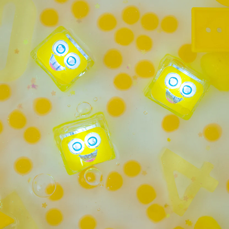 Jucarie senzoriala luminoasa Alex Glo Cube, 3 ani+, Galben, Glo Pals 663078