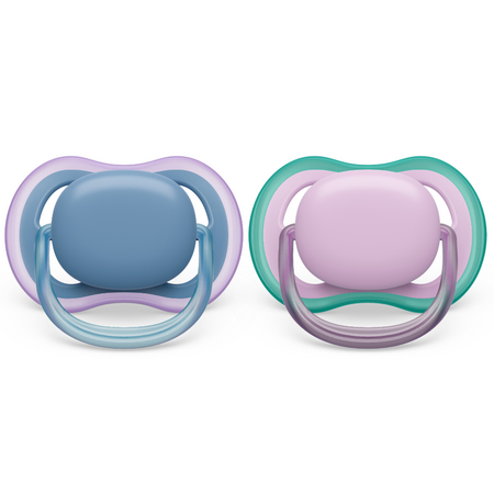 Suzete Ultra Air Philips Avent, 6-18 luni, 2 bucati, Mov si Bleu, SCF085/34, Philips
