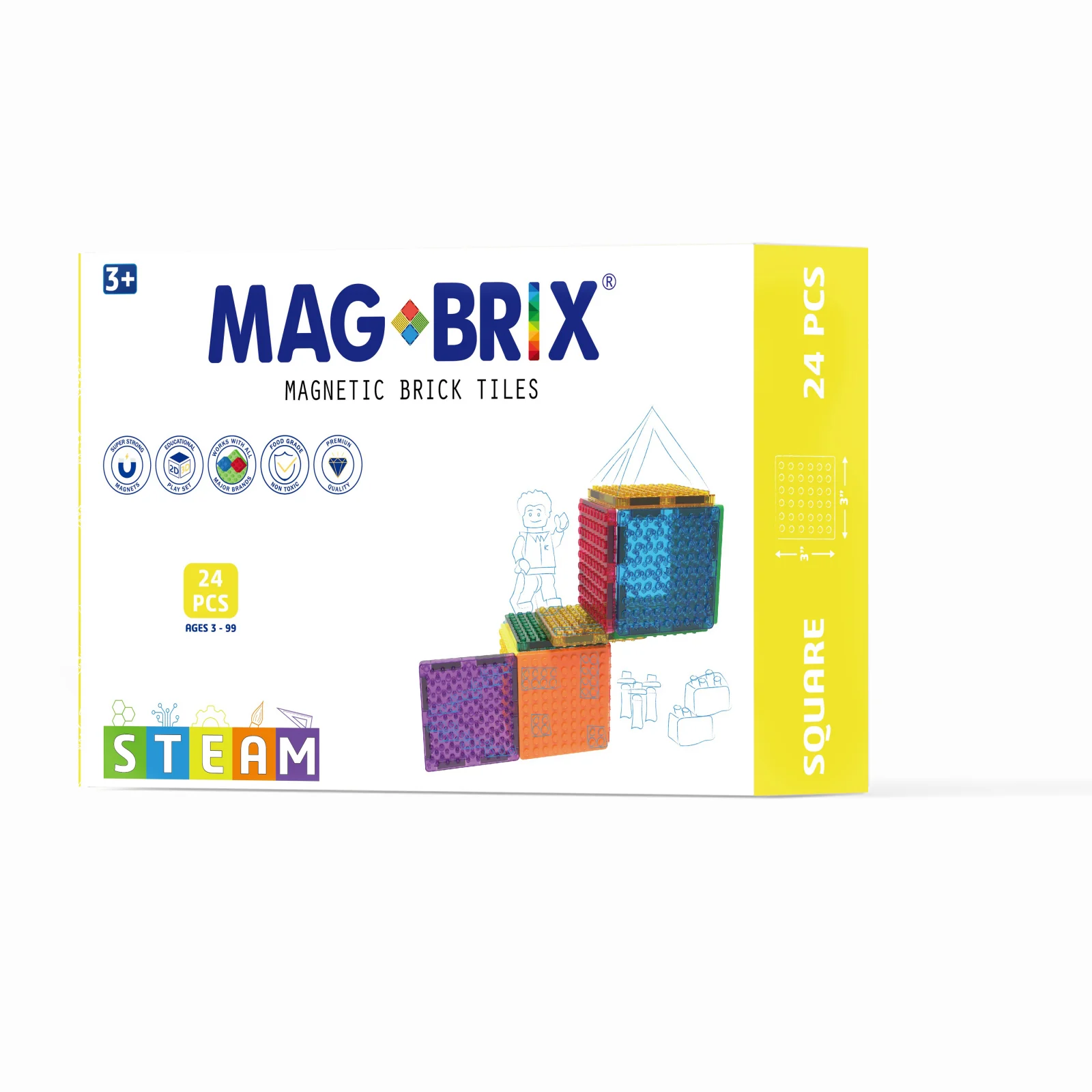 Set magnetic Magbrix, 3 ani+,24 piese, Magblox