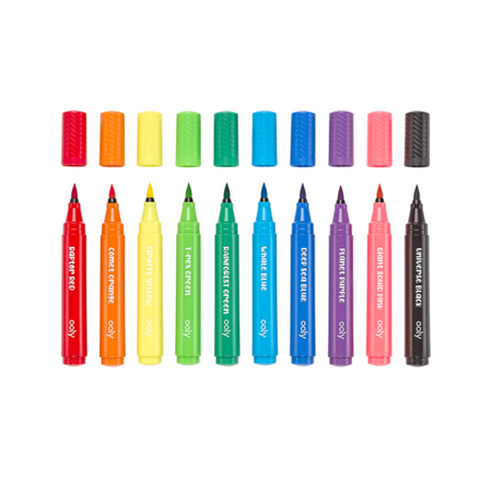 Carioci lavabile cu pensula Big Bright Brush, +3 ani, 10 culori, Ooly 590270