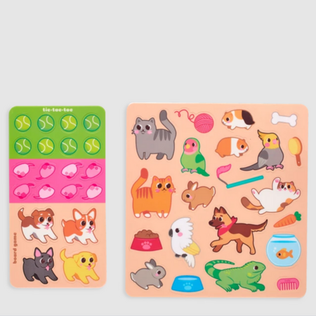 Set planse si jocuri cu abtibilduri repozitionabile, 3 ani+, Animale prietenoase, Ooly 590304